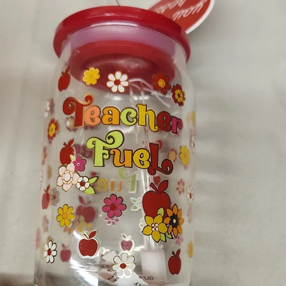 Sheffield Home Teacher-Themed Glass Jars with Straws - Red and Yellow - Picture 5 of 6